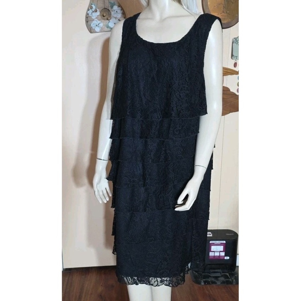 Connected Apparel Dress Size 20W Blackβ Lace Formal Knee Length